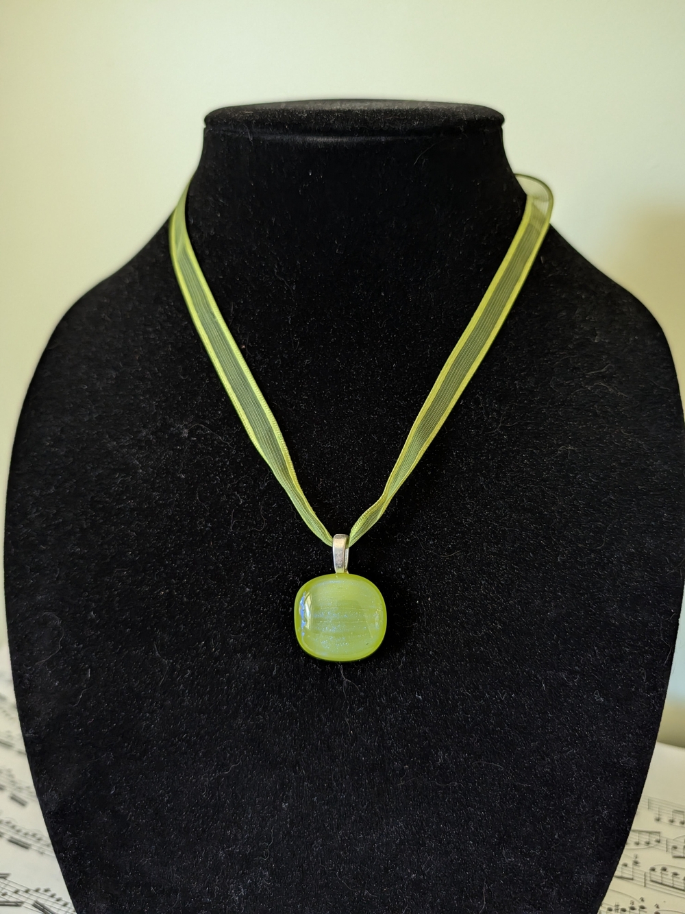 Lime Green Glass Pendant Necklace - Women's Jewelry